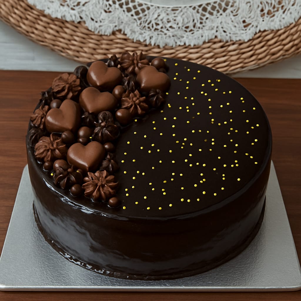 Dark chocolate truffle cake